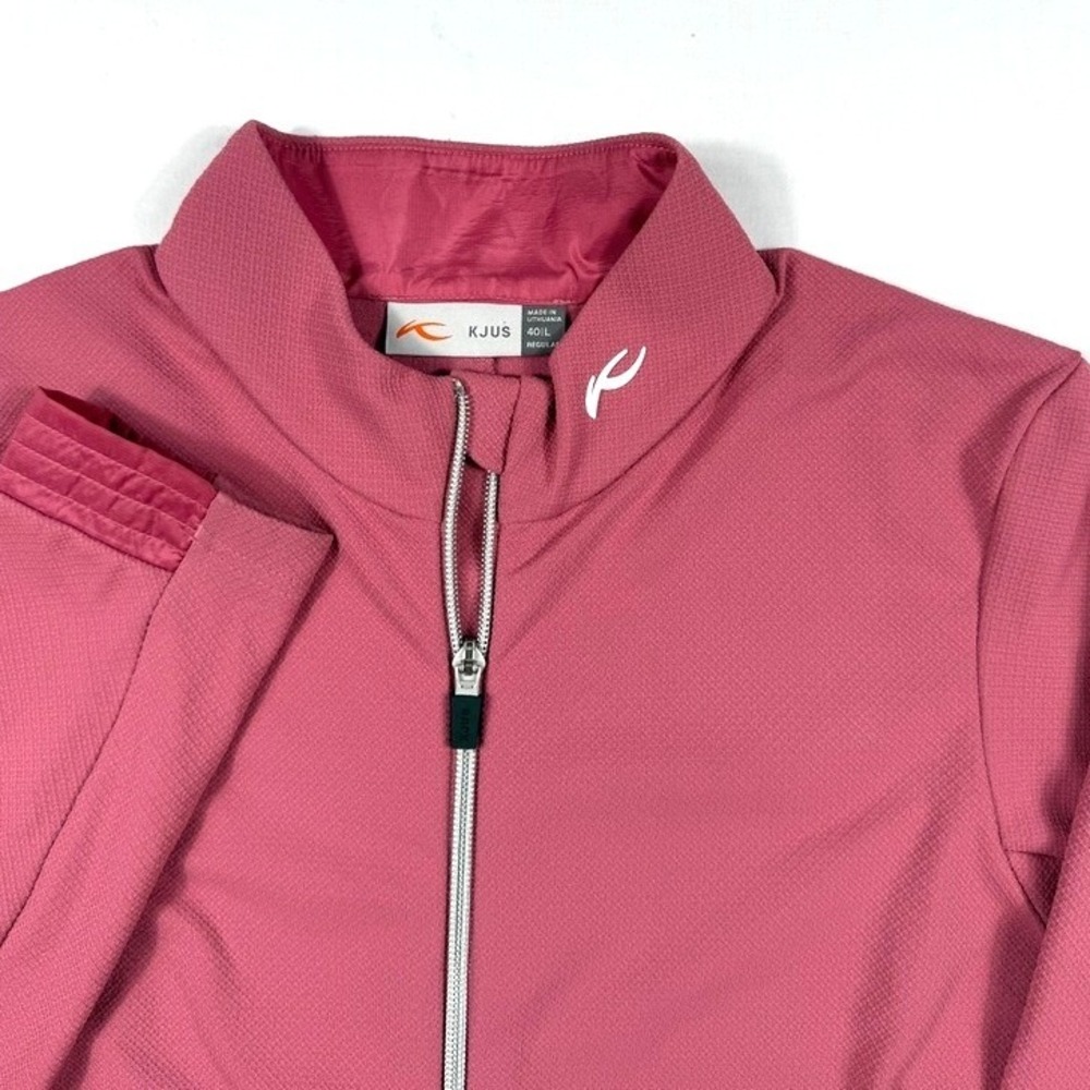 KJUS Women Nina Midlayer Jacket Pink Full Zip Golf Ski Textured Size 40 L